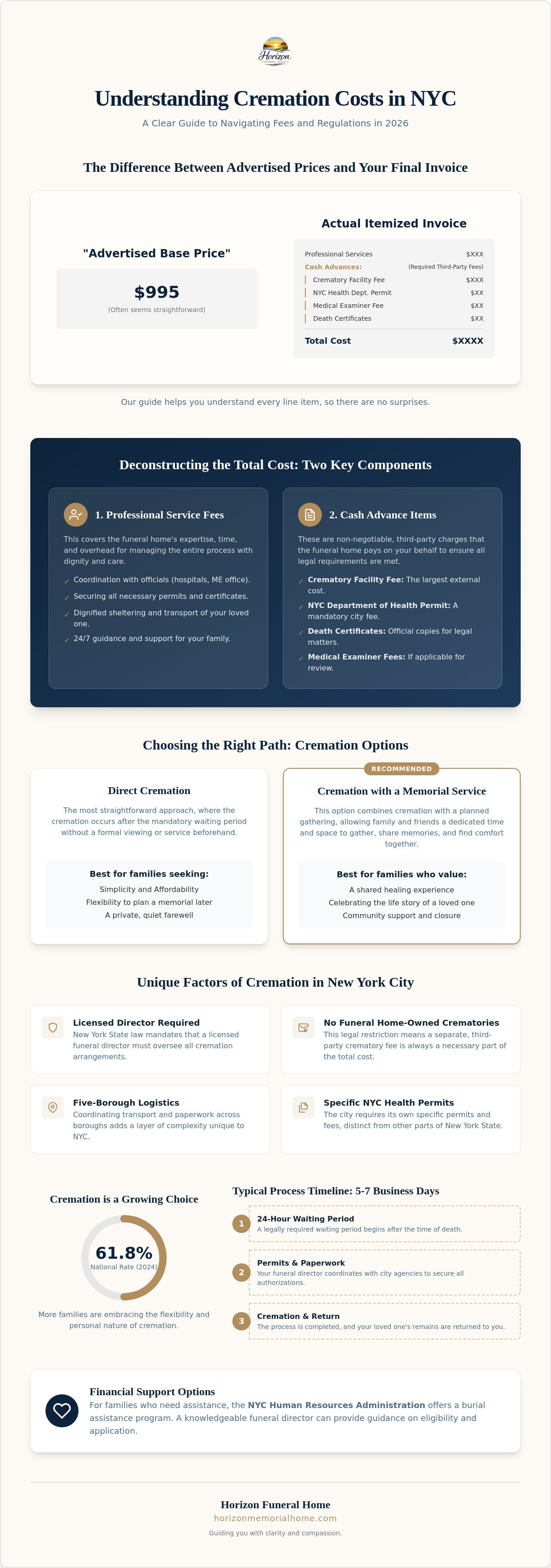 Information graphic for Cremation Cost in NYC: A Compassionate Guide to 2026 Prices and Logistics