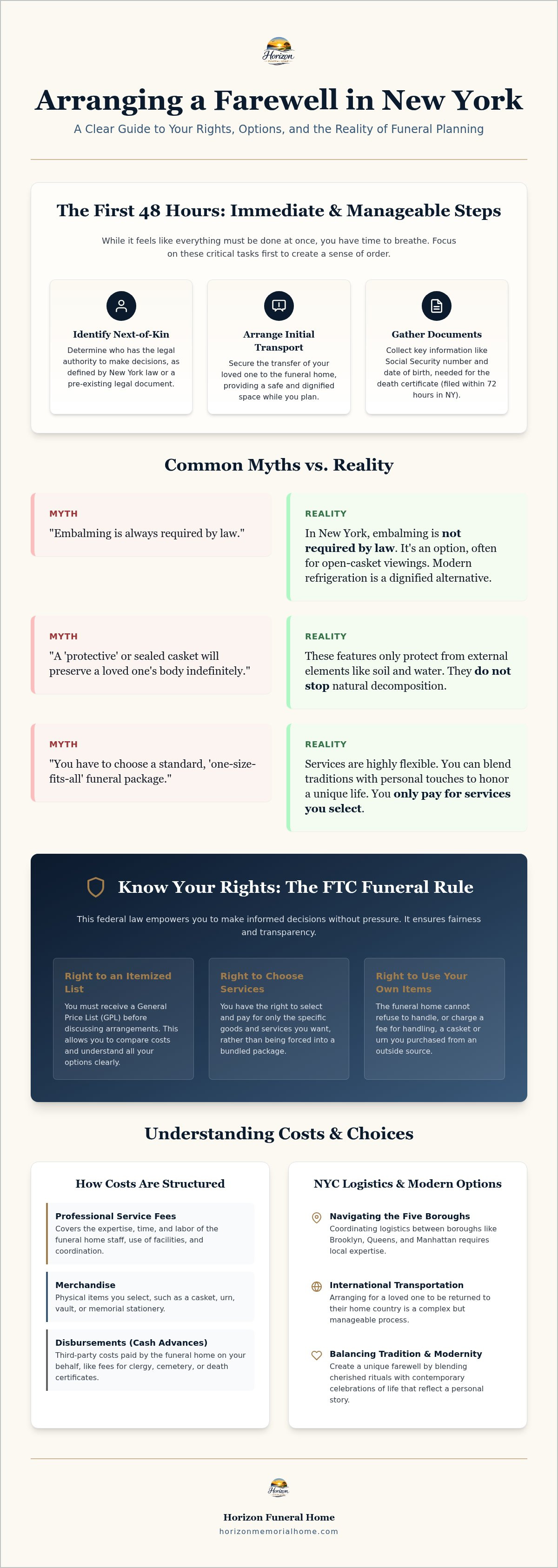 Information graphic for How to Arrange a Funeral: Debunking Common Myths for NYC Families