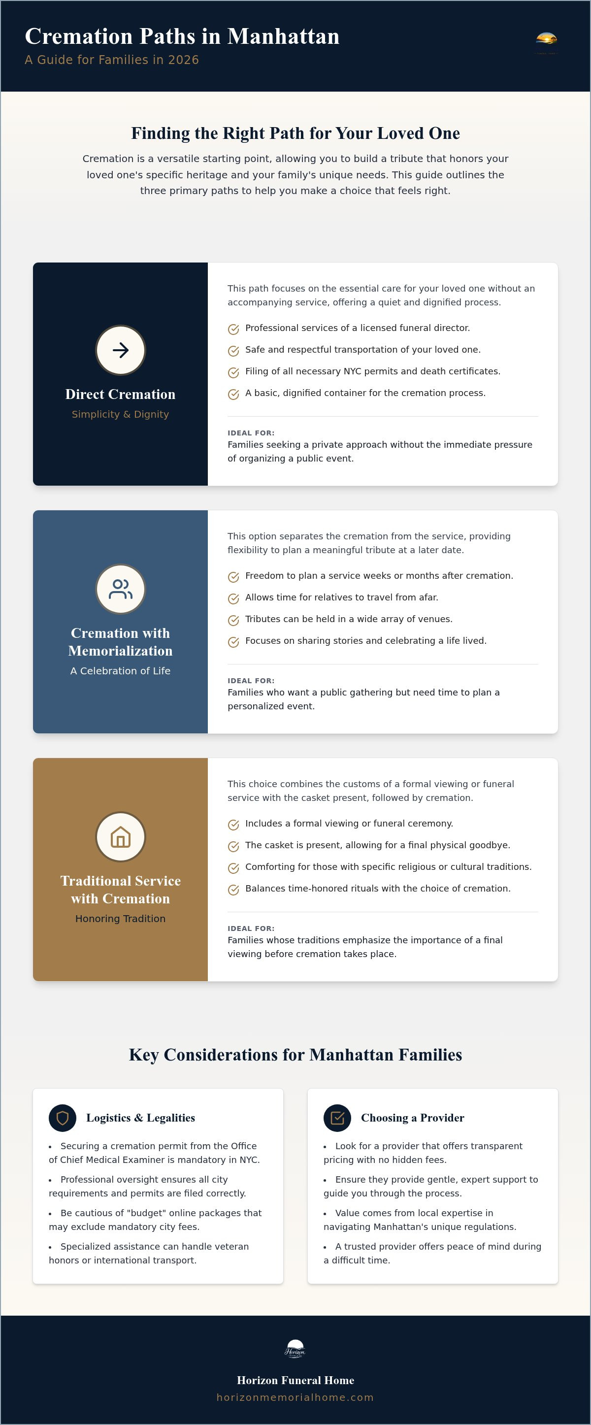 Information graphic for Cremation Options in Manhattan: A Compassionate Guide to Your Choices in 2026