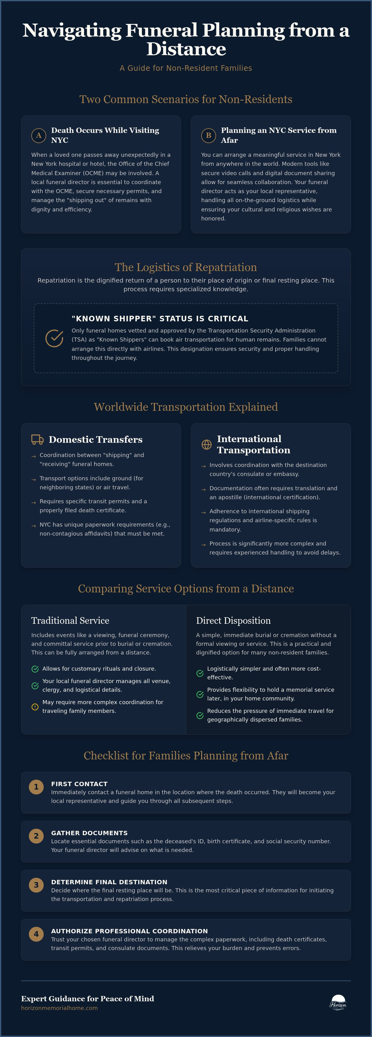 Information graphic for Funeral Planning for Non-Residents: Logistics and Care