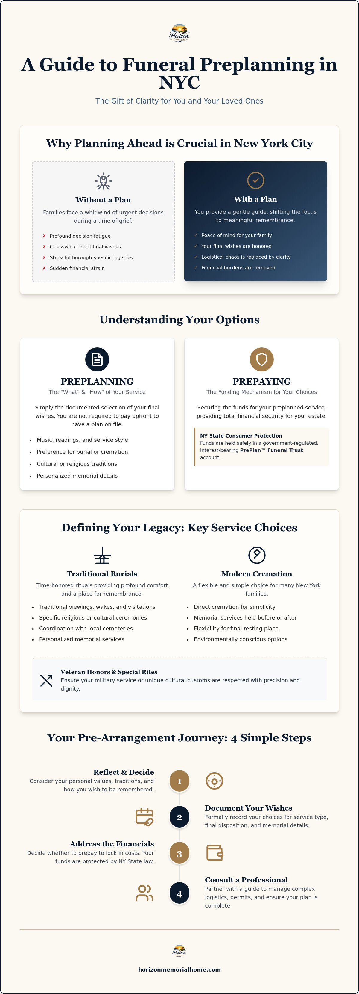 Information graphic for Funeral Preplanning Services in NYC: A Compassionate Guide to Future Peace of Mind